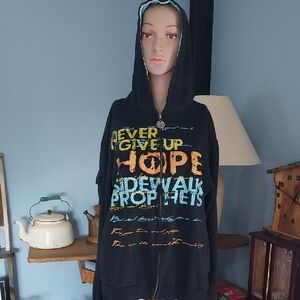 Sidewalk Prophets Black Graphic Hoodie with Colorful Text